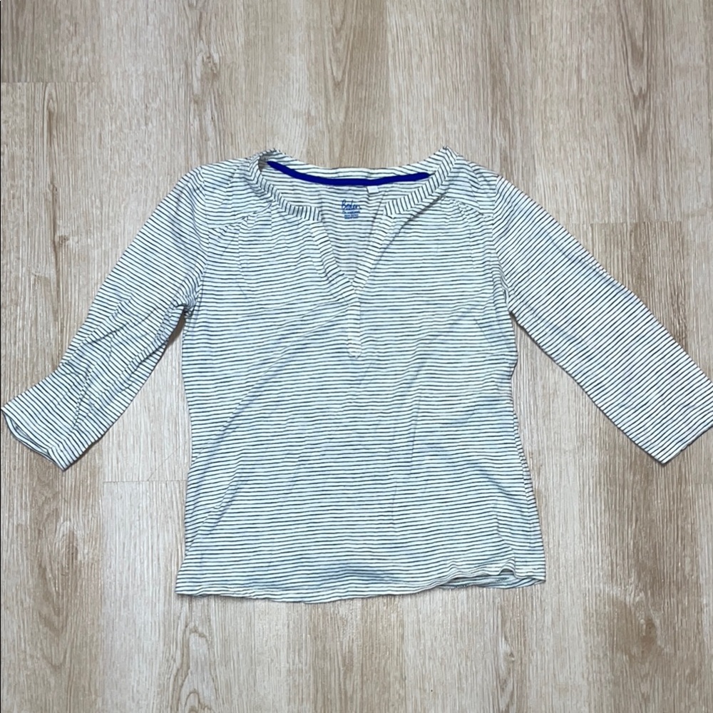 Boden White Navy Striped V Neck 3/4 Sleeve Casual Top size XS Women’s